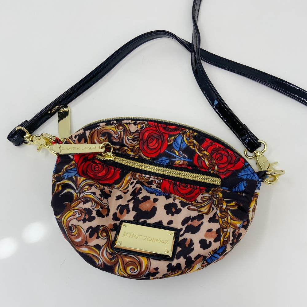 Betsey Johnson small rose and animal print crossbody